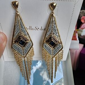 Stella & Dot Gold and Silver Art Deco Earrings